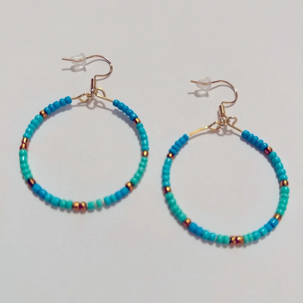 Handmade • Bead Hoop Earrings - Picture 2 of 2